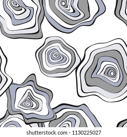 Vector Distorted Rounds. Abstract Seamless Pattern in Hipster Style. Hand Drawn Background with Wavy Circles. Psychedelic Flowing Abstraction. Seamless Wave Pattern for Fabric, Textile, Paper, Cloth.