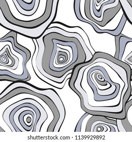 Vector Distorted Rounds. Abstract Seamless Pattern in Hipster Style. Hand Drawn Background with Wavy Circles. Psychedelic Flowing Abstraction. Seamless Wave Pattern for Fabric, Textile, Paper, Cloth.