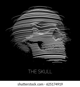Vector distorted skull constructed with points. Internet security concept illustration. Virus or malware abstract visualization. Hacking big data image. 