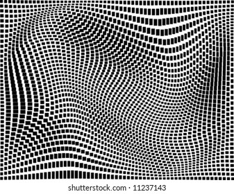 Vector distorted wavy background of squares