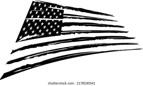 Vector Of The Distressed American Flag	