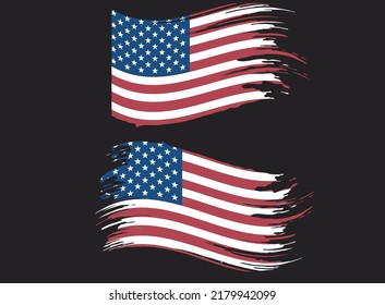 Vector Of The Distressed American Flag. American flag in grunge style. United States of America flag. The correct color, army, military, veterans, patriotic vector flag. T shirt design