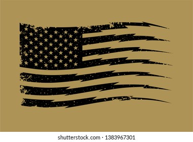 Vector Distressed American Flag with Stripes in Lightning Shape