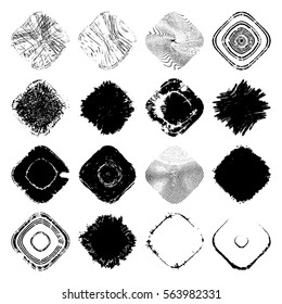 Vector Distressed post Stamp texture set. Circle grunge rounded rectangle scratched lable background. Aged bold thin cover template. Used icon, badge, button backdrop. Element aging your design. EPS10