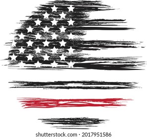 Vector of the Distressed USA Firefighter Flag