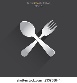 Vector disware and cutlery web flat icon. Eps 10.