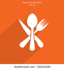 Vector disware and cutlery web flat icon. Eps 10.