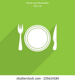 Vector disware and cutlery web flat icon. Eps 10.