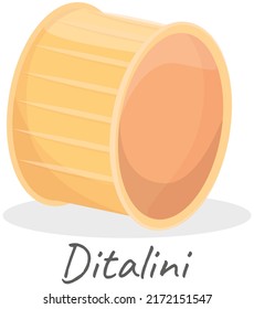Vector ditalini icon, singl ditalini, illustration for food blog or menu design, Italian cuisine. Traditional Italian dish. Pasta. Classic agnolotti. Tortelli. Square dough products with filling