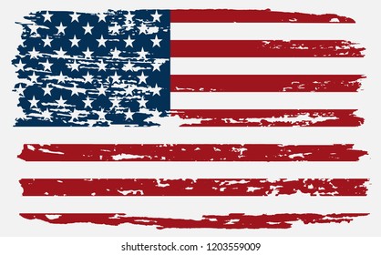 Vector ditry American flag.Grunge USA flag.