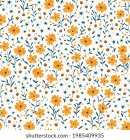 vector Ditsy Floral Seamless Pattern on Background