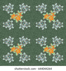 Vector ditsy floral style. The elegant the template for fashion prints. Cute seamless pattern with many flowers. Small blue and green flowers.