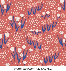 Vector ditsy flower illustration seamless repeat pattern fashion and home kitchen print fabric digital artwork