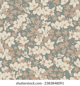 Vector ditsy flower illustration seamless repeat pattern digital artwork