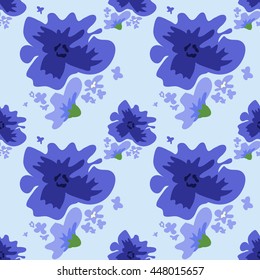 Vector ditsy pattern with flowers in watercolor style