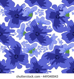Vector ditsy pattern with flowers in watercolor style