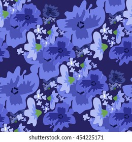 Vector ditsy pattern with flowers in watercolor style