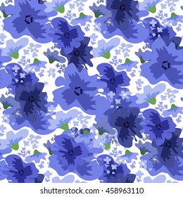 Vector ditsy pattern with flowers in watercolor style