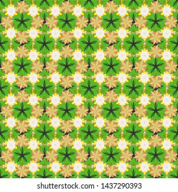 Vector ditsy pattern with leaves, spring summer time, colorful floral background allover print. Gentle romantic seamless naive flower in green, gray and beige colors.