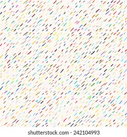 Vector ditsy pattern with small hand drawn strokes in bright variety of colors for spring summer fashion. Multicolor seamless background with microscopic organic shapes