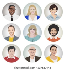 Vector of Diverse Cheerful People's Faces
