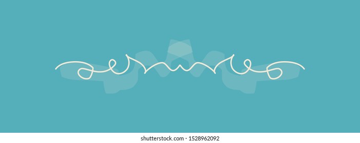Vector divider with transparent ribbon, isolated. Deco element for adorning of bag, restaurant menu, book of poems, poster.