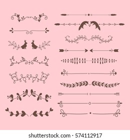 Vector dividers calligraphic line element.