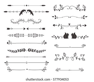 Vector dividers calligraphic line element.