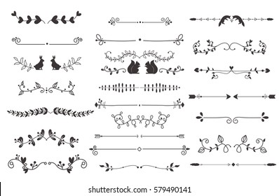 Vector dividers calligraphic line element.