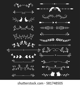 Vector dividers calligraphic line element.