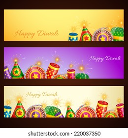 Vector diwali banner with cracker