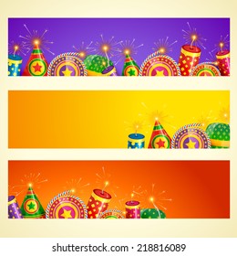 Vector diwali banner with crackers
