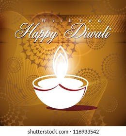 Vector diwali card design with shiny brown color background.