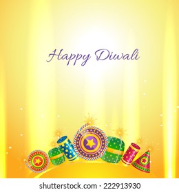Tarjeta de petardos vectores diwali