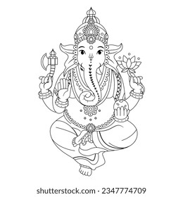 vector diwali cute god ganesha illustration isolated