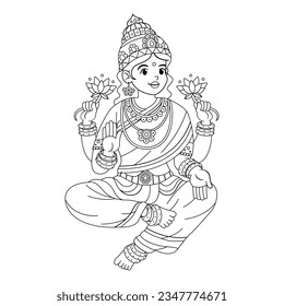 vector diwali cute goddess lakshmi illustration isolated