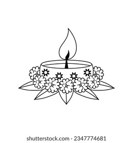 vector diwali cute lamp diya illustration isolated