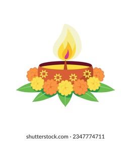 vector diwali cute lamp diya illustration isolated
