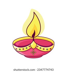 vector diwali cute lamp diya illustration isolated