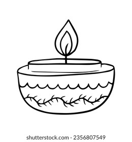 Vector Diwali deepak lamp sketch