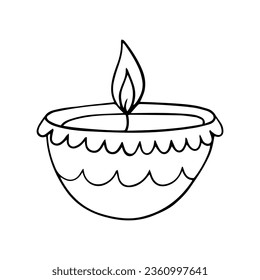 Vector Diwali deepak lamp sketch