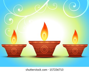 vector diwali diya greeting design