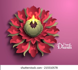 Vector Diwali Diya (Oil Lamp).