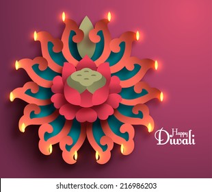 Vector Diwali Diya (Oil Lamp).