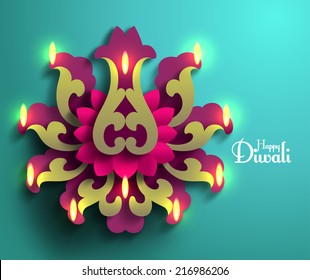 Vector Diwali Diya (Oil Lamp).
