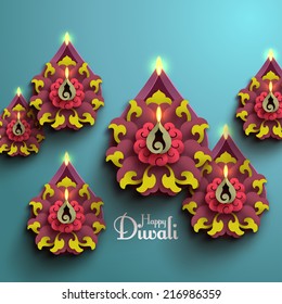 Vector Diwali Diya (Oil Lamp).