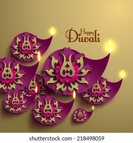 Vector Diwali Diya (Oil Lamp).