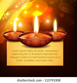 vector diwali diya on stylish background