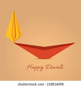 Vector diwali diya origami illustration