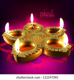 Lámpara de aceite del vector Diwali